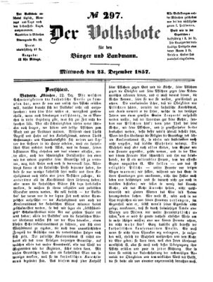 Der Volksbote für den Bürger und Landmann Mittwoch 23. Dezember 1857