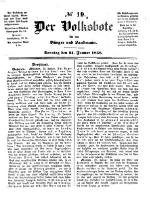 Der Volksbote für den Bürger und Landmann Sonntag 24. Januar 1858