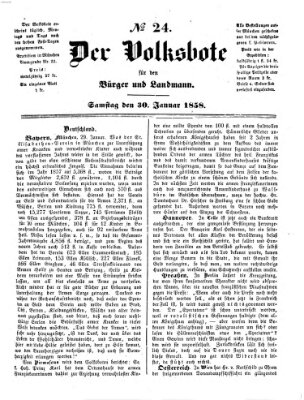 Der Volksbote für den Bürger und Landmann Samstag 30. Januar 1858
