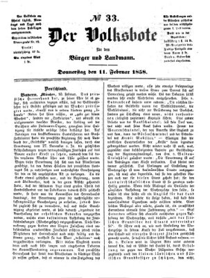 Der Volksbote für den Bürger und Landmann Donnerstag 11. Februar 1858