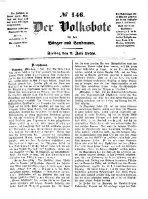 Der Volksbote für den Bürger und Landmann Freitag 2. Juli 1858