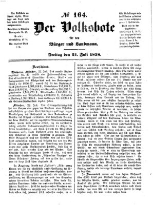 Der Volksbote für den Bürger und Landmann Freitag 23. Juli 1858
