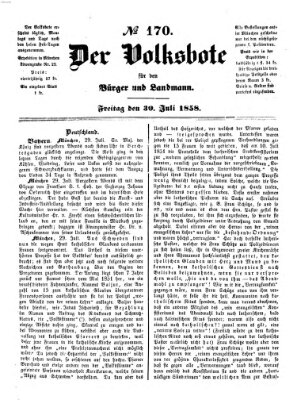 Der Volksbote für den Bürger und Landmann Freitag 30. Juli 1858