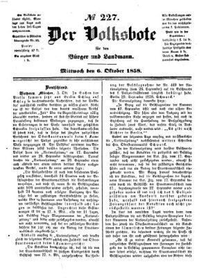Der Volksbote für den Bürger und Landmann Mittwoch 6. Oktober 1858