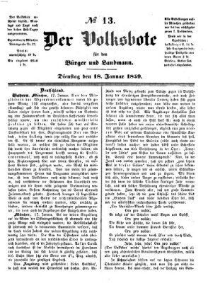 Der Volksbote für den Bürger und Landmann Dienstag 18. Januar 1859