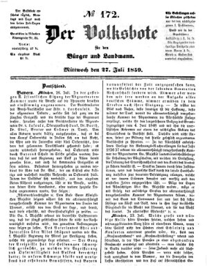 Der Volksbote für den Bürger und Landmann Mittwoch 27. Juli 1859
