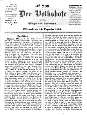 Der Volksbote für den Bürger und Landmann Mittwoch 14. Dezember 1859