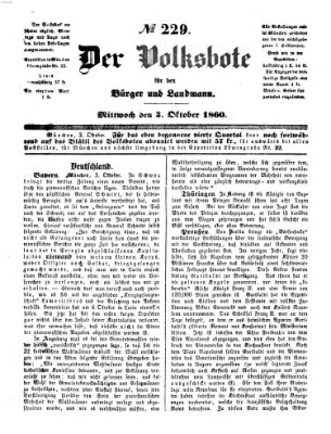 Der Volksbote für den Bürger und Landmann Mittwoch 3. Oktober 1860