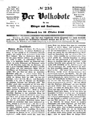 Der Volksbote für den Bürger und Landmann Mittwoch 10. Oktober 1860
