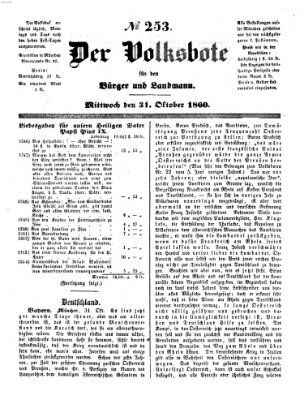 Der Volksbote für den Bürger und Landmann Mittwoch 31. Oktober 1860