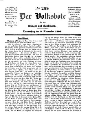 Der Volksbote für den Bürger und Landmann Donnerstag 8. November 1860