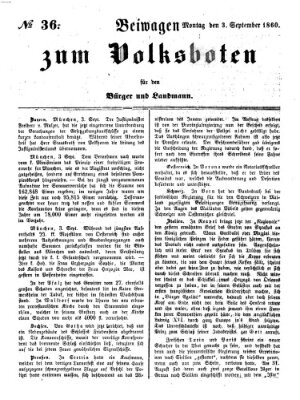 Der Volksbote für den Bürger und Landmann Montag 3. September 1860