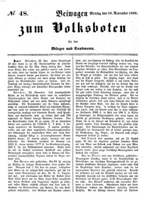 Der Volksbote für den Bürger und Landmann Montag 26. November 1860