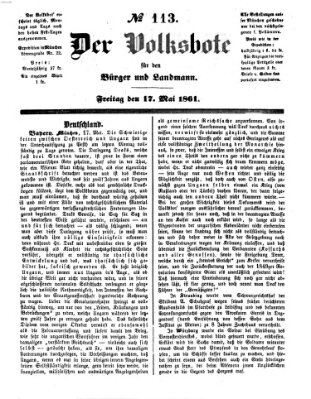 Der Volksbote für den Bürger und Landmann Freitag 17. Mai 1861