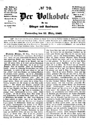 Der Volksbote für den Bürger und Landmann Donnerstag 27. März 1862