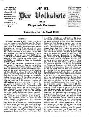 Der Volksbote für den Bürger und Landmann Donnerstag 10. April 1862