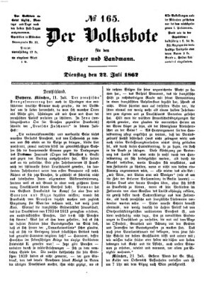 Der Volksbote für den Bürger und Landmann Dienstag 22. Juli 1862