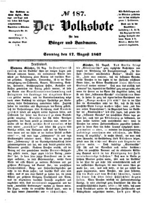 Der Volksbote für den Bürger und Landmann Sonntag 17. August 1862