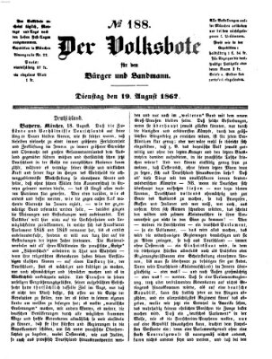 Der Volksbote für den Bürger und Landmann Dienstag 19. August 1862