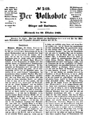Der Volksbote für den Bürger und Landmann Mittwoch 29. Oktober 1862