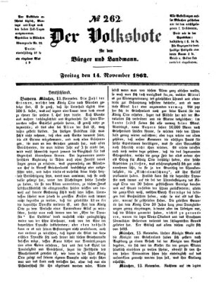 Der Volksbote für den Bürger und Landmann Freitag 14. November 1862