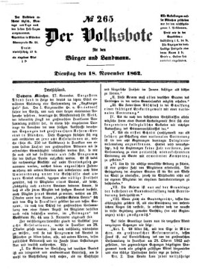 Der Volksbote für den Bürger und Landmann Dienstag 18. November 1862