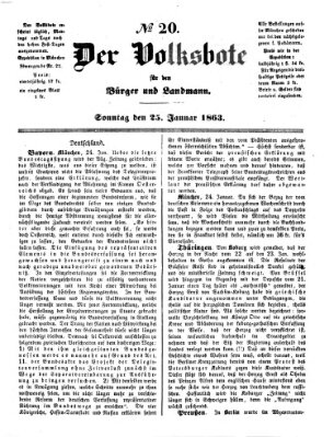 Der Volksbote für den Bürger und Landmann Sonntag 25. Januar 1863