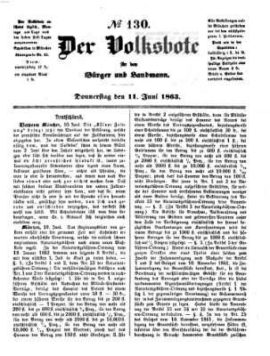 Der Volksbote für den Bürger und Landmann Donnerstag 11. Juni 1863