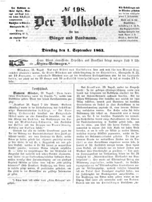 Der Volksbote für den Bürger und Landmann Dienstag 1. September 1863