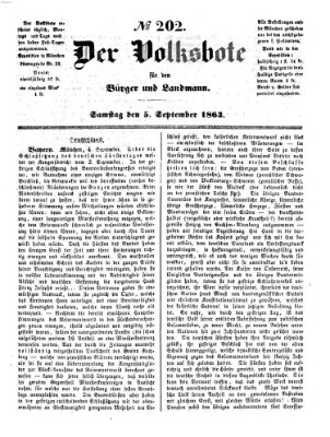 Der Volksbote für den Bürger und Landmann Samstag 5. September 1863