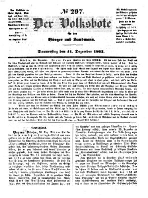 Der Volksbote für den Bürger und Landmann Donnerstag 31. Dezember 1863