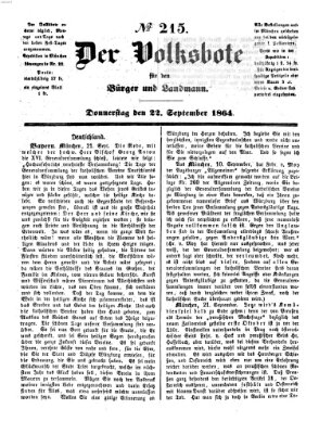 Der Volksbote für den Bürger und Landmann Donnerstag 22. September 1864