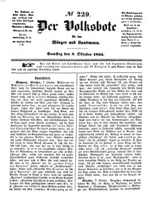 Der Volksbote für den Bürger und Landmann Samstag 8. Oktober 1864