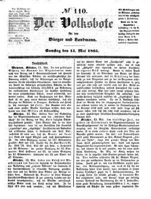 Der Volksbote für den Bürger und Landmann Samstag 13. Mai 1865