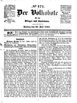 Der Volksbote für den Bürger und Landmann Freitag 28. Juli 1865