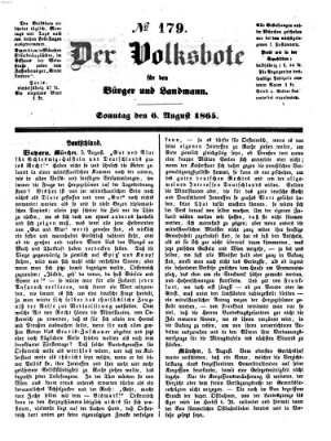 Der Volksbote für den Bürger und Landmann Sonntag 6. August 1865