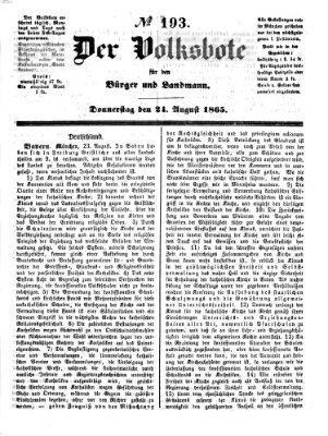Der Volksbote für den Bürger und Landmann Donnerstag 24. August 1865