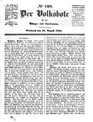 Der Volksbote für den Bürger und Landmann Mittwoch 30. August 1865