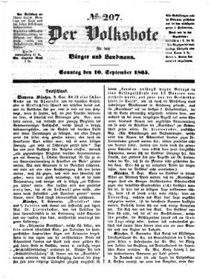 Der Volksbote für den Bürger und Landmann Sonntag 10. September 1865
