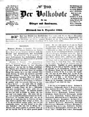 Der Volksbote für den Bürger und Landmann Mittwoch 6. Dezember 1865