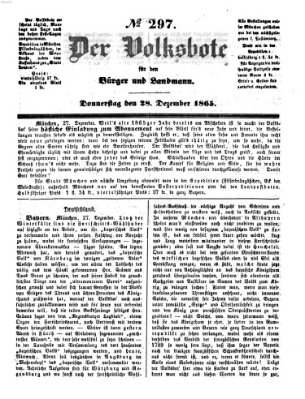 Der Volksbote für den Bürger und Landmann Donnerstag 28. Dezember 1865