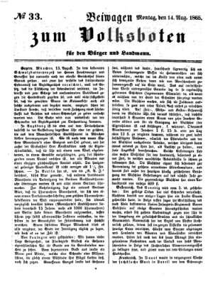 Der Volksbote für den Bürger und Landmann Montag 14. August 1865