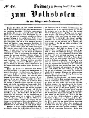 Der Volksbote für den Bürger und Landmann Montag 27. November 1865