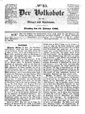 Der Volksbote für den Bürger und Landmann Dienstag 13. Februar 1866