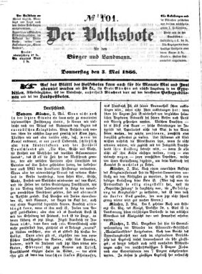Der Volksbote für den Bürger und Landmann Donnerstag 3. Mai 1866