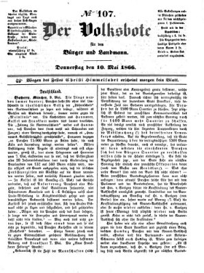 Der Volksbote für den Bürger und Landmann Donnerstag 10. Mai 1866