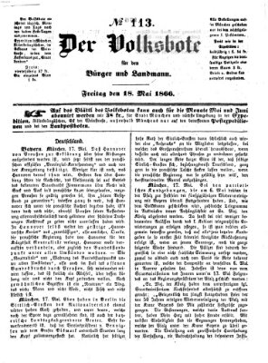 Der Volksbote für den Bürger und Landmann Freitag 18. Mai 1866