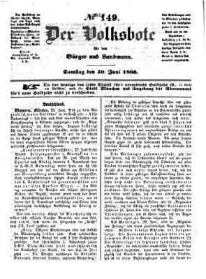 Der Volksbote für den Bürger und Landmann Samstag 30. Juni 1866