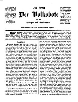 Der Volksbote für den Bürger und Landmann Mittwoch 26. September 1866
