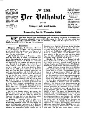 Der Volksbote für den Bürger und Landmann Donnerstag 8. November 1866